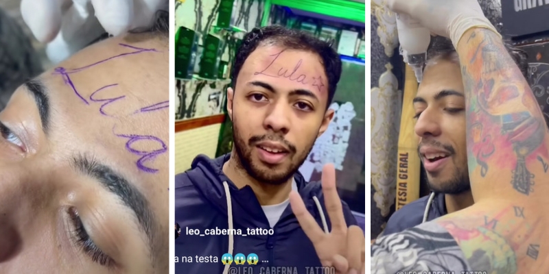 Vídeo: Adolescente de 17 anos tatua o nome de Bolsonaro na testa e viraliza