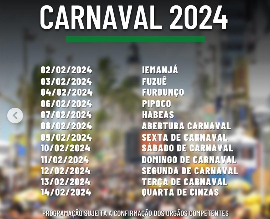 Bahia Carnaval de 2024 já tem data confirmada e será no meio de