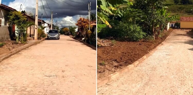Obras de calçamento beneficiam moradores na comunidade do Riachão | FOTO: Montagem do JC |