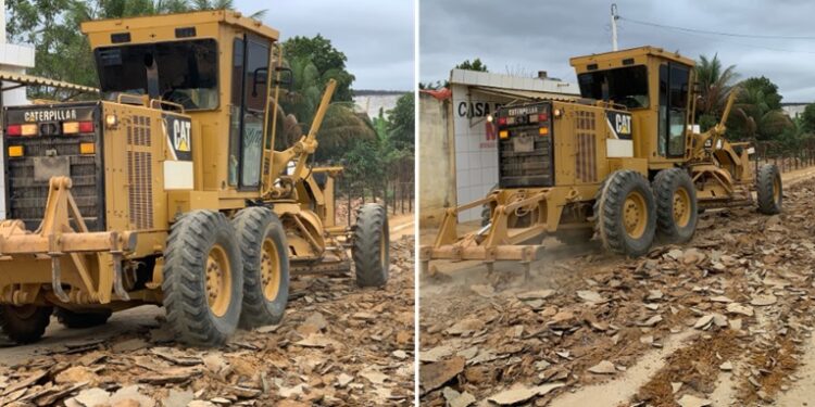 A prefeitura de Utinga está realizando uma ampla obra de pavimentação no Bairro Liberdade | FOTO: Montagem do JC |