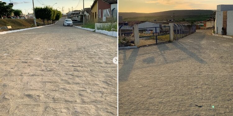 A comunidade Morada das Noivas foi beneficiada com uma extensa obra de calçamento | FOTO: Montagem do JC |