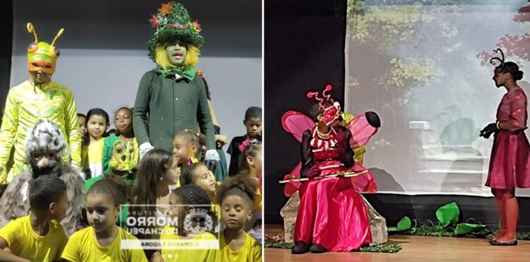 O espetáculo Flor de Maio foi apresentado no Cine Teatro Belarmino Rocha, em Morro do Chapéu | FOTO: Montagem do JC |