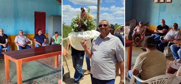 O prefeito Corró se reuniu com pequenos agricultores e participou de um evento religioso na zona rural de Marcionílio Souza | FOTO: Montagem do JC |