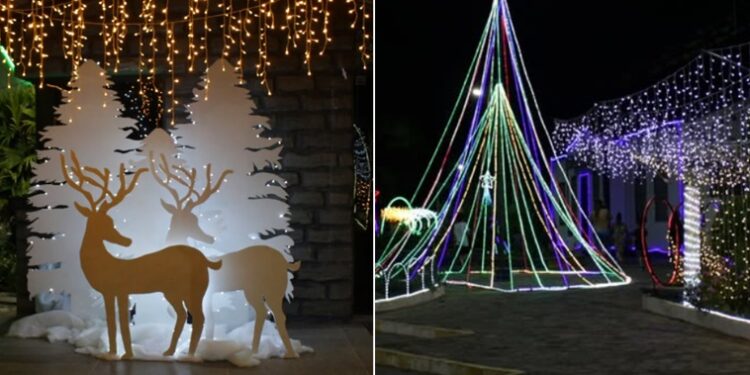 Decoração natalina deslumbrante impressiona moradores e visitantes em Piatã | FOTO: Montagem do JC |