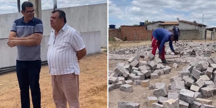 O prefeito Dinho, junto ao prefeito eleito Sávio Bulcão, acompanhou os avanços de importantes obras de infraestrutura em Boa Vista do Tupim | FOTO: Montagem do JC |